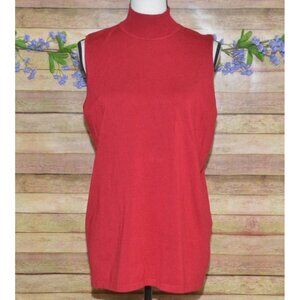 NWT Additions By Chicos Womens 3 US Size XL 16 Red Mock Neck Sleeveless Sweater